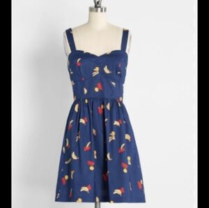 NWT Modcloth Retro Fit and Flare Fruit Print Dress Sz L